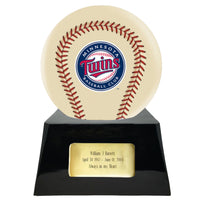 Ivory Baseball Trophy Urn Base with Optional Minnesota Twins Team Sphere