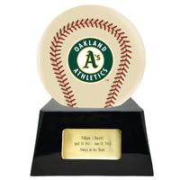 Ivory Baseball Trophy Urn Base with Optional Oakland Athletics Team Sphere