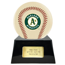 Ivory Baseball Trophy Urn Base with Optional Oakland Athletics Team Sphere