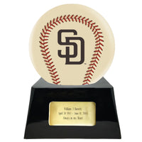 Ivory Baseball Trophy Urn Base with Optional San Diego Padres Team Sphere