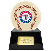 Ivory Baseball Trophy Urn Base with Optional Texas Rangers Team Sphere
