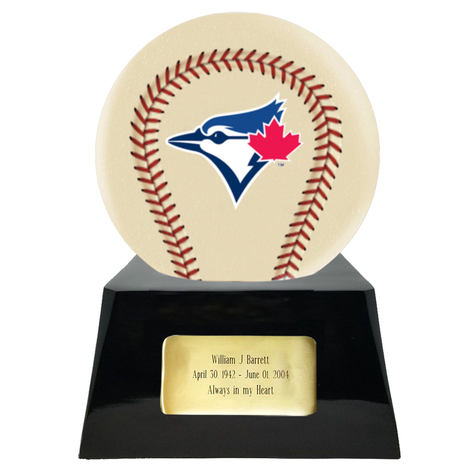 Ivory Baseball Trophy Urn Base with Optional Toronto Blue Jays Team Sp