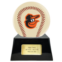 Ivory Baseball Trophy Urn Base with Optional Baltimore Orioles Team Sphere