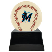 Ivory Baseball Trophy Urn Base with Optional Miami Marlins Team Sphere