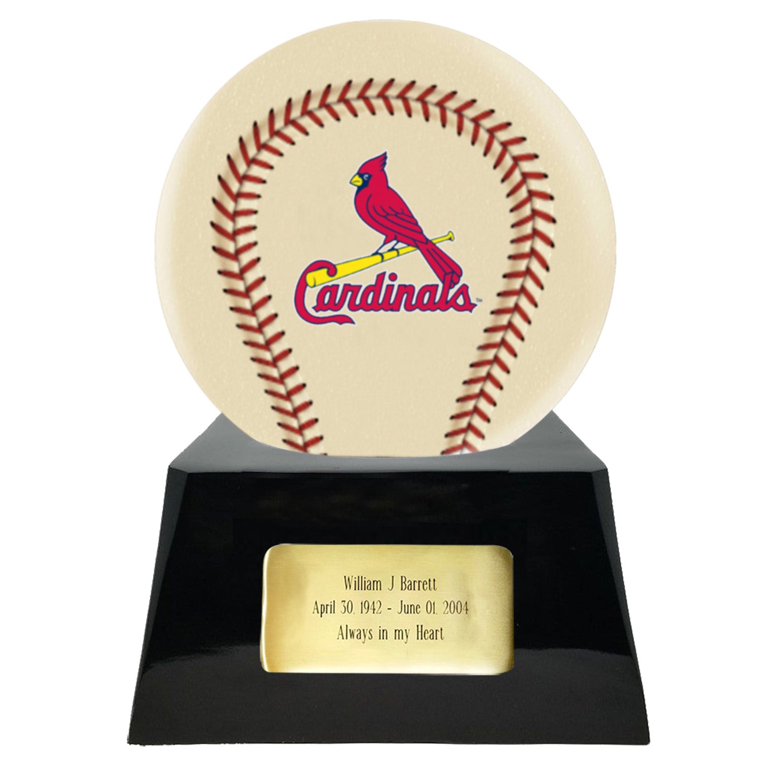 Ivory Baseball Trophy Urn Base with Optional St Louis Cardinals Team S