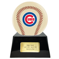 Ivory Baseball Trophy Urn Base with Optional Chicago Cubs Team Sphere