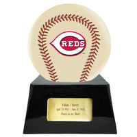 Ivory Baseball Trophy Urn Base with Optional Cincinnati Reds Team Sphere