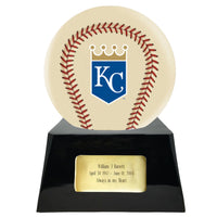 Ivory Baseball Trophy Urn Base with Optional Kansas City Royals Team Sphere