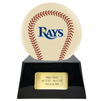 Ivory Baseball Trophy Urn Base with Optional Tampa Bay Rays Team Sphere
