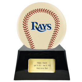 Ivory Baseball Trophy Urn Base with Optional Tampa Bay Rays Team Sphere