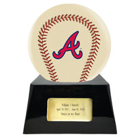 Ivory Baseball Trophy Urn Base with Optional Atlanta Braves Team Sphere