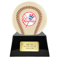 Ivory Baseball Trophy Urn Base with Optional New York Yankees Team Sphere