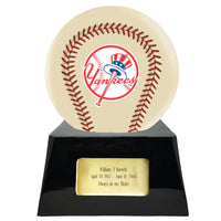 Ivory Baseball Trophy Urn Base with Optional New York Yankees Team Sphere
