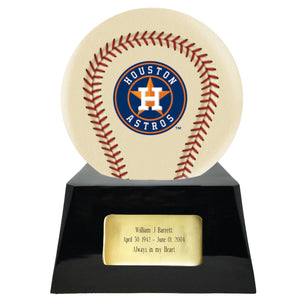 Ivory Baseball Trophy Urn Base with Optional Houston Astros Team Sphere