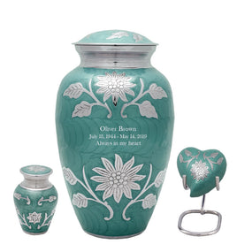 Bouquet Series - Teal Sunflower Cremation Urn - IUCL142