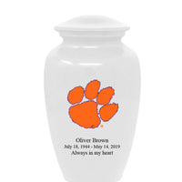 Fan Series - Clemson University Tigers White with Orange Logo Memorial Cremation Urn - IUCLM102