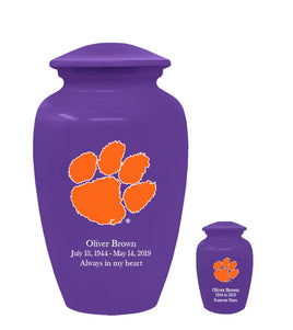 Fan Series - Clemson University Tigers Purple with Orange Logo Memorial Cremation Urn - IUCLM103