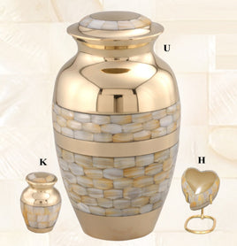 Classic Mother of Pearl Brass Cremation Urn - IUCL140