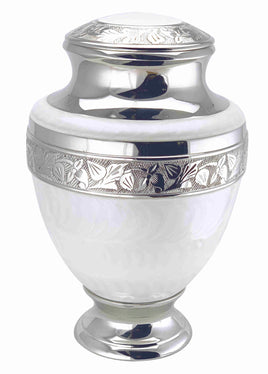 IMPERFECT - Elite Elegant Pearl White Cremation Urn - IUET104 - NON-RETURNABLE