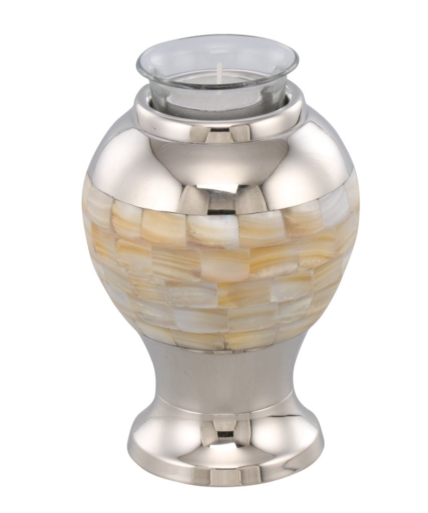 MOP Silver Tealight Cremation Urn - IUET116-SILVER-TL