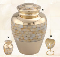 Elite Mother of Pearl Brass Cremation Urn - IUET116