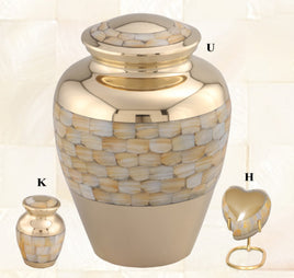 Elite Mother of Pearl Brass Cremation Urn - IUET116