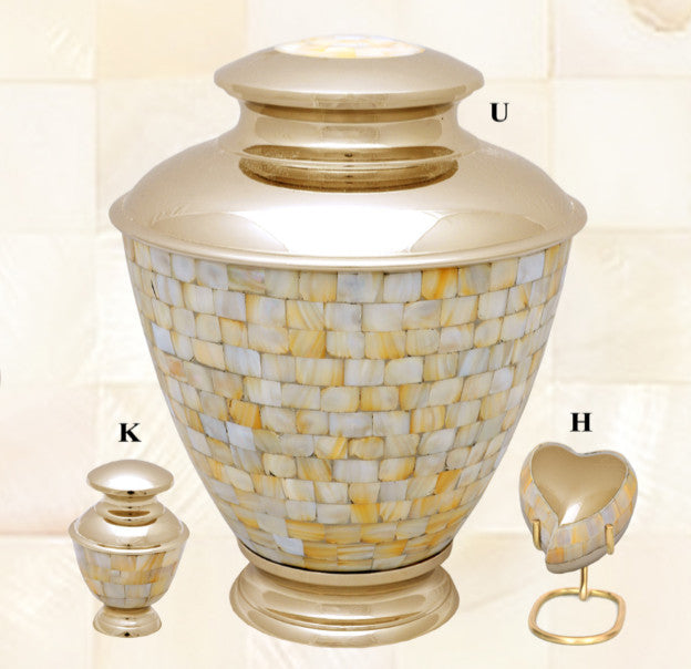 Elegance Mother of Pearl Brass Cremation Urn - IUET134
