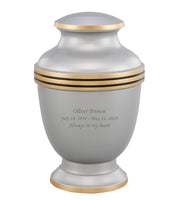 Virile Banded Silver with Gold Cremation Urn - IUET143AL