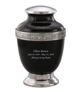 Virile Banded Black Cremation Urn - IUET146