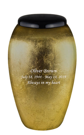 Classy Series - Flat Top Daffodil Fiberglass Cremation Urn, Gold - IUFG110