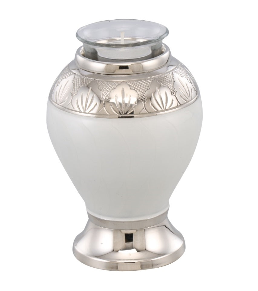 White Pearl Cremation Urn - IUFH121-TL