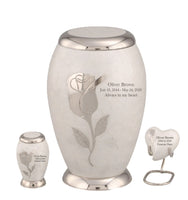 Bouquet Series - White Rose Flat Top Cremation Urn - IUFH126