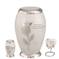 Bouquet Series - White Rose Flat Top Cremation Urn - IUFH126