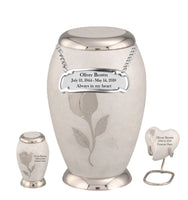 Bouquet Series - White Rose Flat Top Cremation Urn - IUFH126