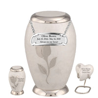 Bouquet Series - White Rose Flat Top Cremation Urn - IUFH126
