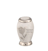 Bouquet Series - White Rose Flat Top Cremation Urn - IUFH126