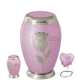 Bouquet Series - Pink Rose Flat Top Cremation Urn - IUFH127