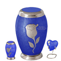 Bouquet Series - Blue Rose Flat Top Cremation Urn - IUFH128
