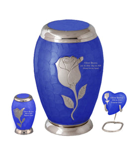 Bouquet Series - Blue Rose Flat Top Cremation Urn - IUFH128