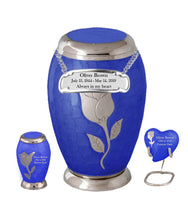 Bouquet Series - Blue Rose Flat Top Cremation Urn - IUFH128