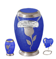 Bouquet Series - Blue Rose Flat Top Cremation Urn - IUFH128
