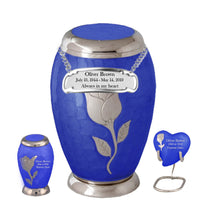 Bouquet Series - Blue Rose Flat Top Cremation Urn - IUFH128