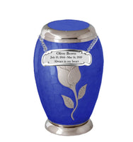 Bouquet Series - Blue Rose Flat Top Cremation Urn - IUFH128