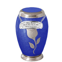 Bouquet Series - Blue Rose Flat Top Cremation Urn - IUFH128