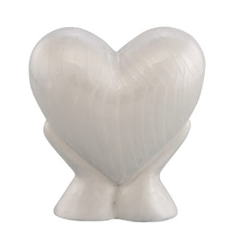 Embracing Heart Cremation Urn - White - IUFH150