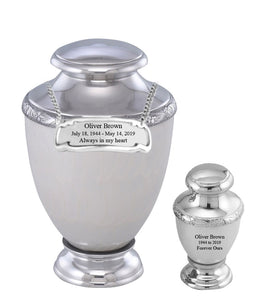 Zejtar Series - White Pearl Cremation Urn - IUFH155AL