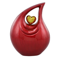 Embraced Heart Cremation Urn - Red - IUFH160