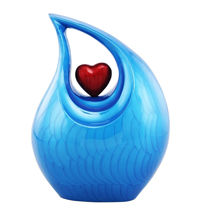 Embraced Heart Cremation Urn - Blue - IUFH161