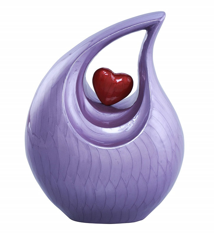 Embraced Heart Cremation Urn - Purple - IUFH162