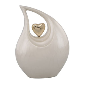 Embraced Heart Cremation Urn - White - IUFH163